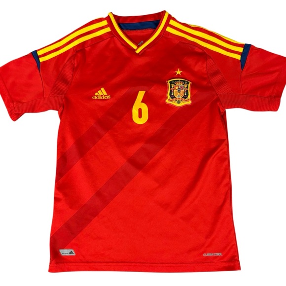 adidas Other - Adidas Spain 2011-12 Home Football Soccer Iniesta Red Jersey Youth Boy's L/XL
